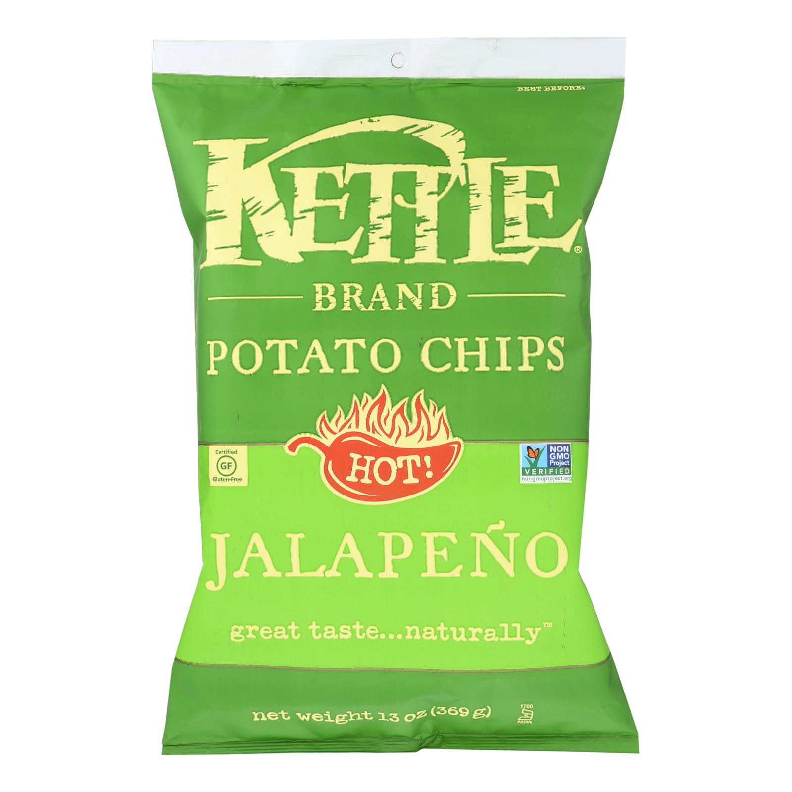 Kettle Brand, Potato Chips Jalapeno, Case Of 9, 13 Oz