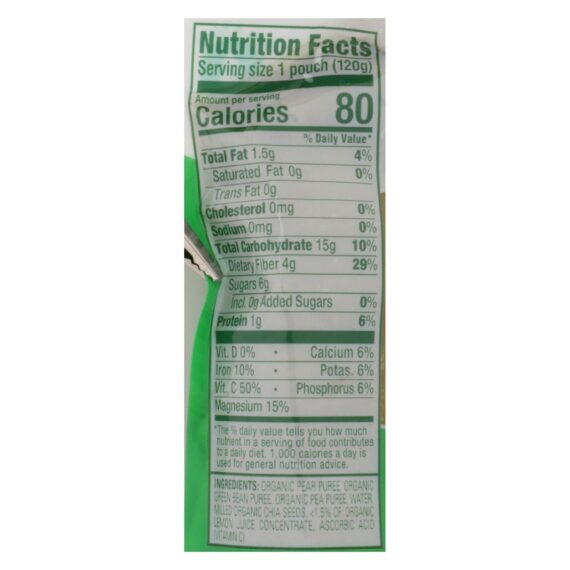 Happy Tot Toddler Food, Organic, Stage 4, Green Beans Pear And Pea, 4.22 Oz, Case Of 16 - Image 2