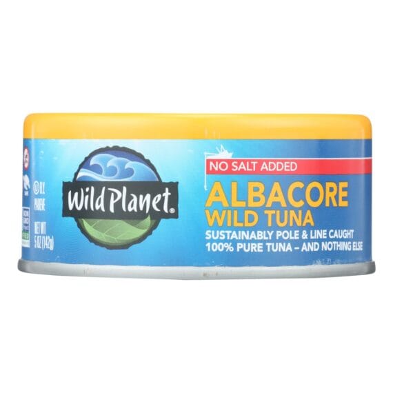 Wild Planet Wild Albacore Tuna, No Salt Added, Case Of 12, 5 Oz.
