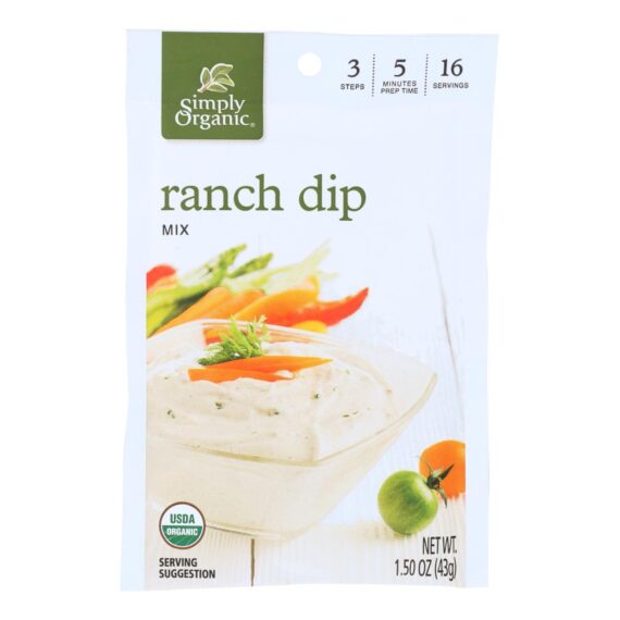 Simply Organic Ranch Dip Mix, Case Of 12, 1.5 Oz.