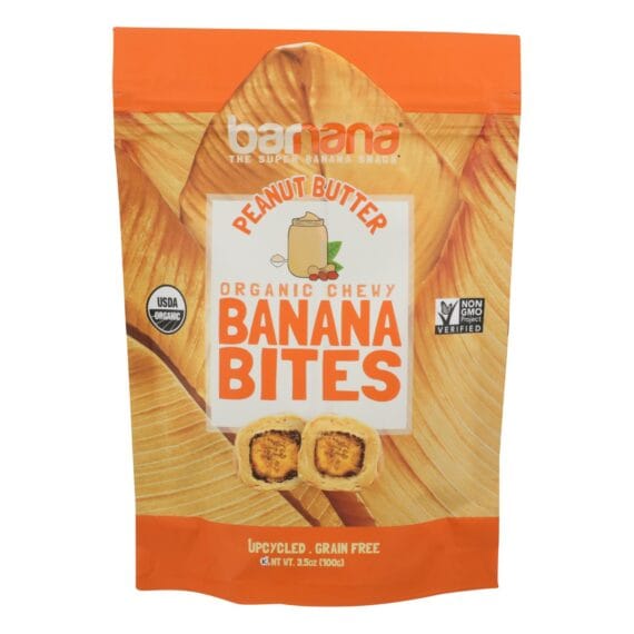 Barnana Chewy Banana Bites, Organic Peanut Butter, Case Of 12, 3.5 Oz.