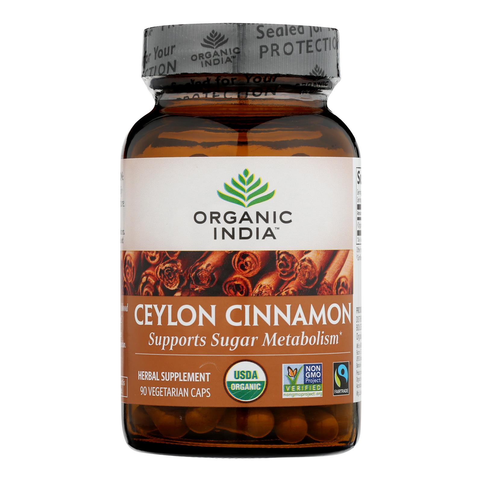 Organic India Organic Herbal Supplement,cinnamon, 90 Vcap