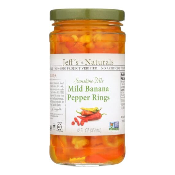 Jeff's Natural Banana Pepper, Mild, Sliced, Case Of 6, 12 Fl Oz