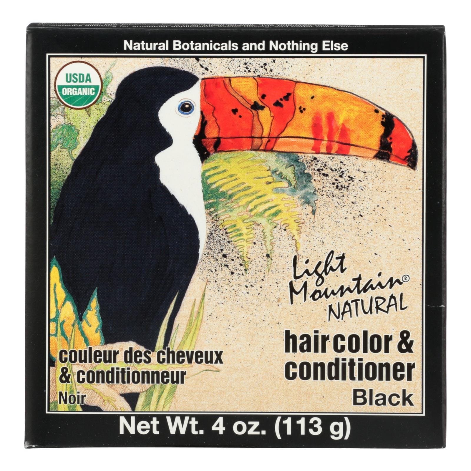 Light Mountain Hair Color/conditioner, Organic, Black, 4 Oz