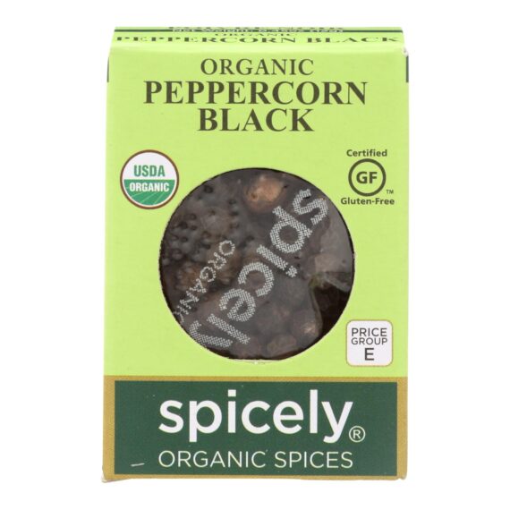 Spicely Organics, Organic Peppercorn, Black, Case Of 6, 0.45 Oz.