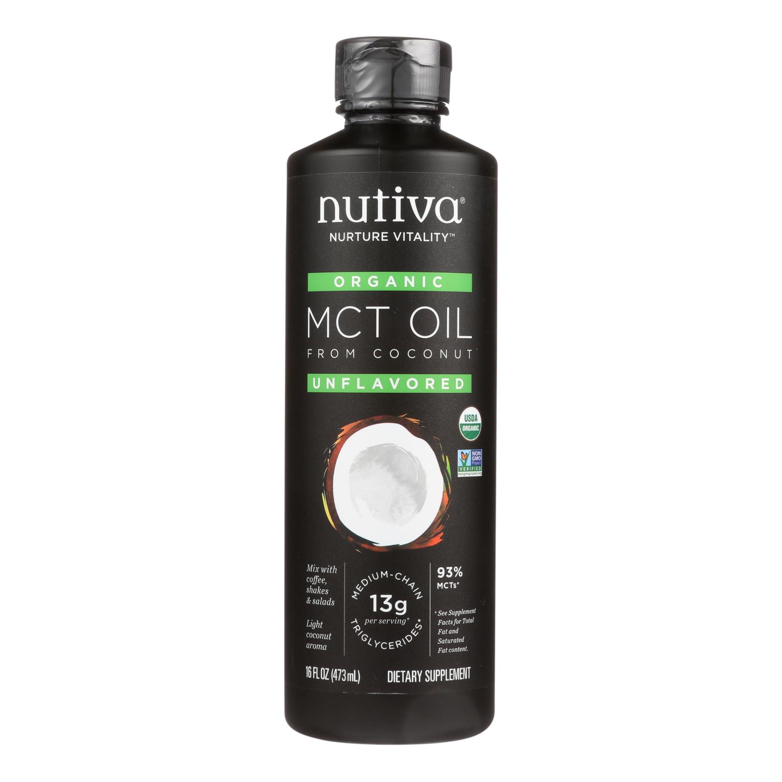 Nutiva 100% Organic Mct Oil, From Coconut, Unflavored, 16 Fl Oz