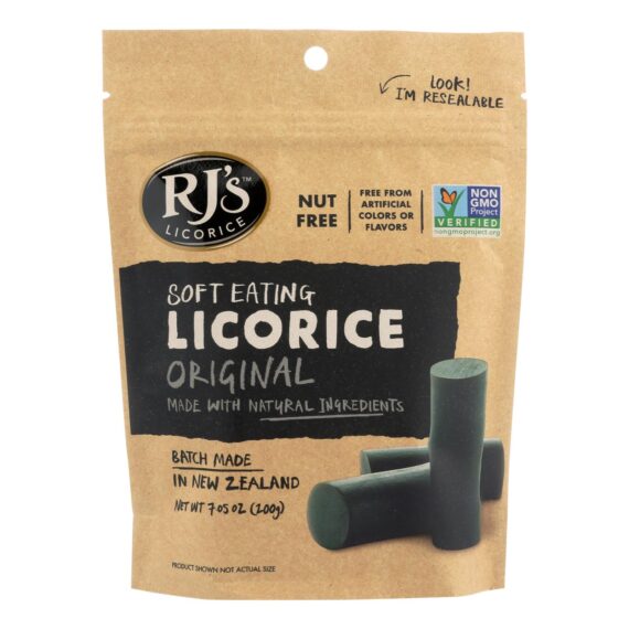 Rj's Licorice Soft Eating Licorice, Original, Case Of 8, 7.05 Oz