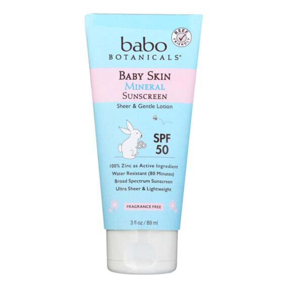 Babo Botanicals, Baby Skin Mineral Sunscreen, Spf 50, 3 Oz.