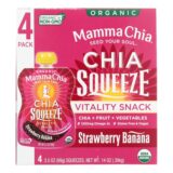 Mamma Chia Organic Squeeze Vitality Snack, Strawberry Banana, Case Of 6, 3.5 Oz.