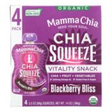 Mamma Chia Squeeze Vitality Snack, Blackberry Bliss, Case Of 6, 3.5 Oz.