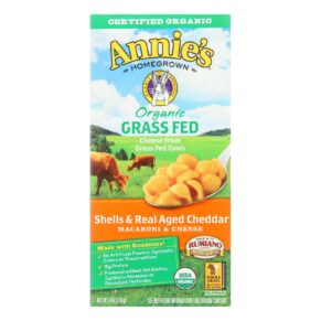 Annies Homegrown Macaroni And Cheese, Organic, Grass Fed, Shells And Real Aged Cheddar, 6 Oz, Case Of 12
