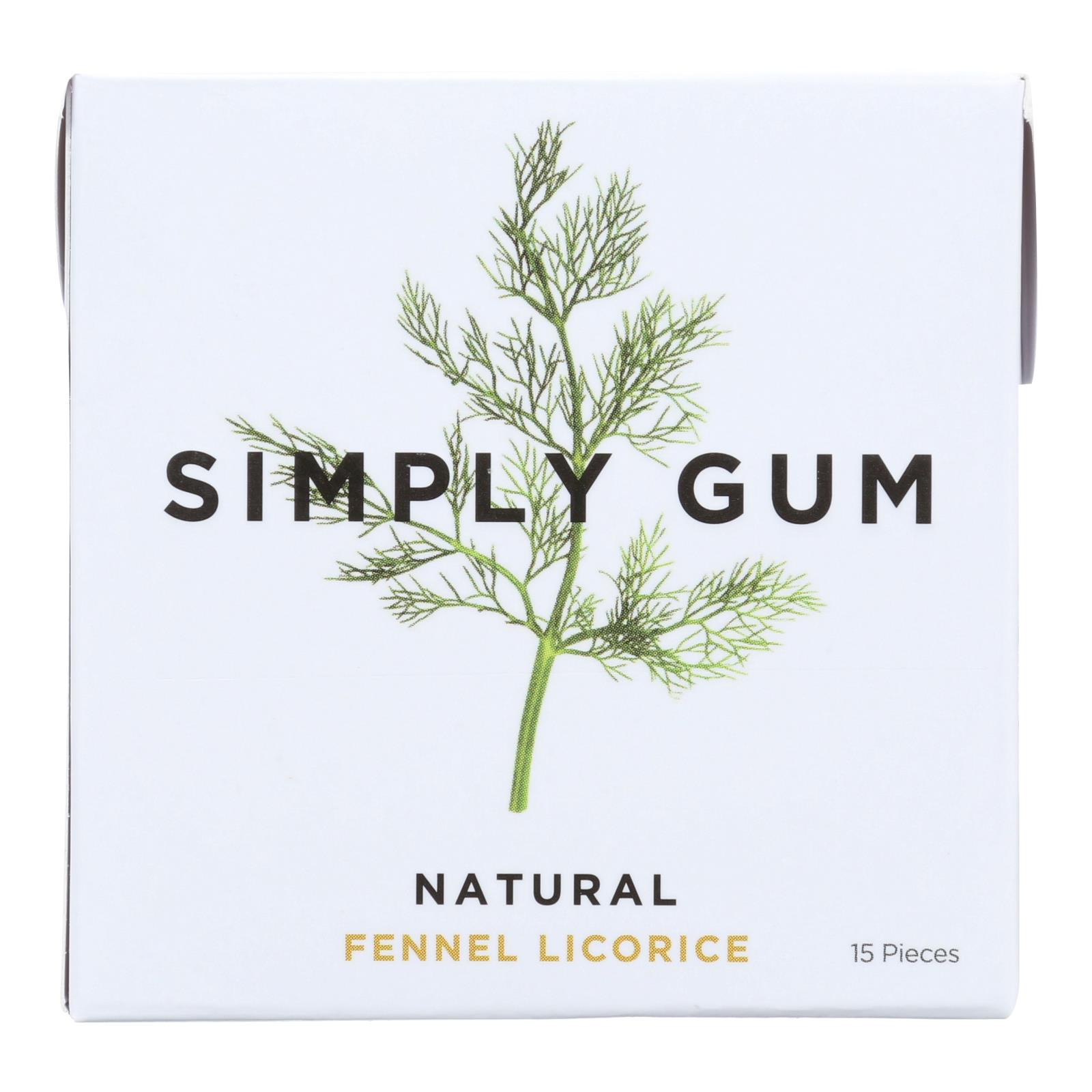 Simply Gum All Natural Gum, Fennel Licorice, Case Of 12, 15 Count