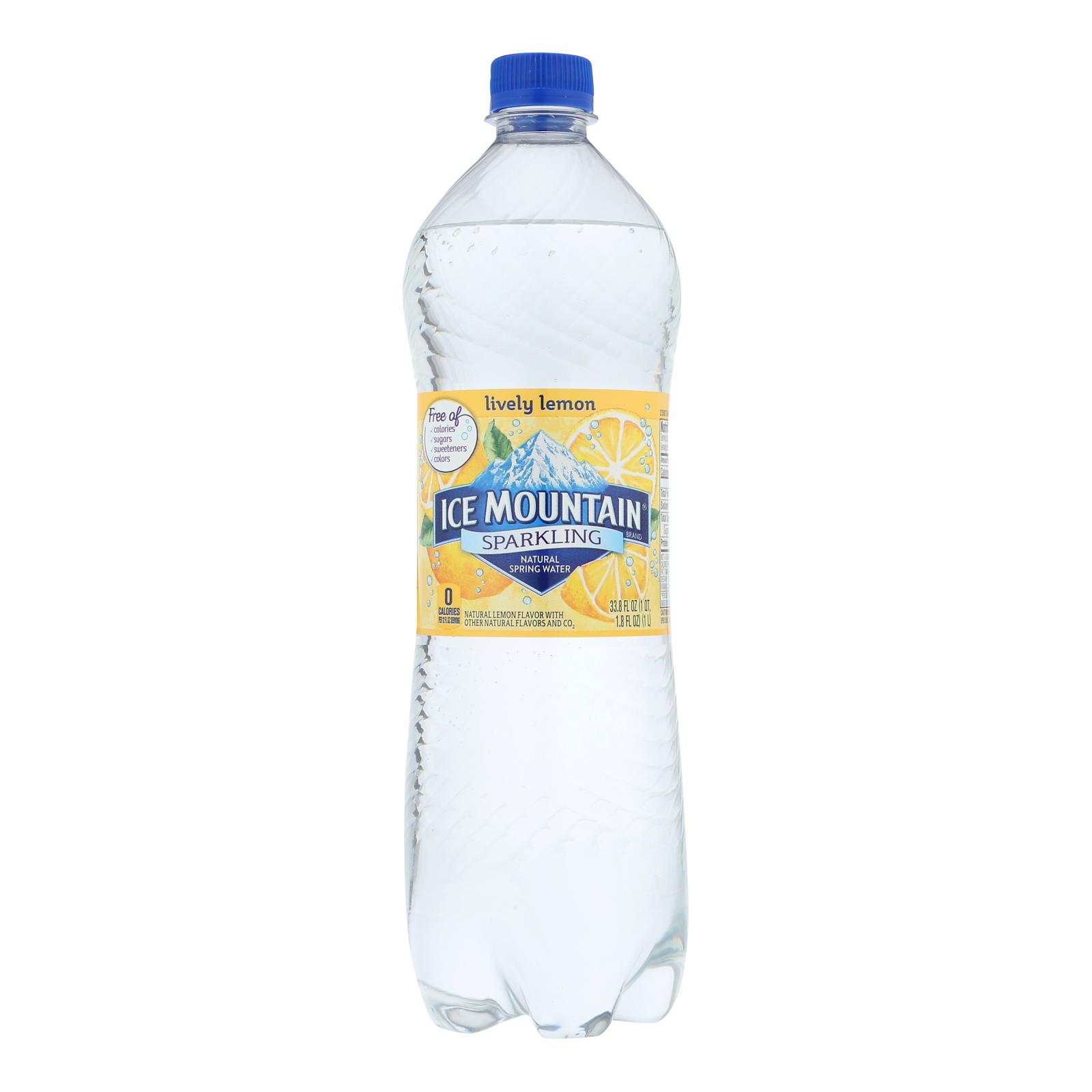 Ice Mountain, Sparkling Water, Lively Lemon, Case Of 12, 33.8 Fl Oz.