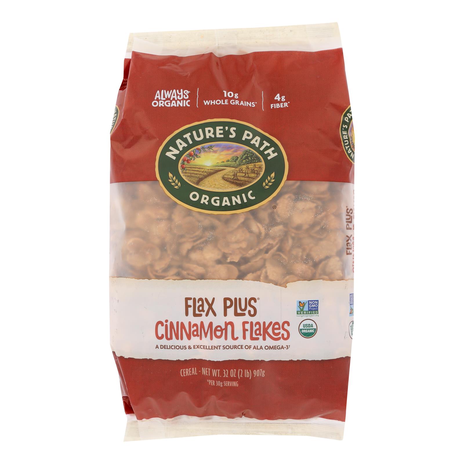 Nature's Path Organic Flax Plus Cereal, Cinnamon, Case Of 6, 32 Oz.