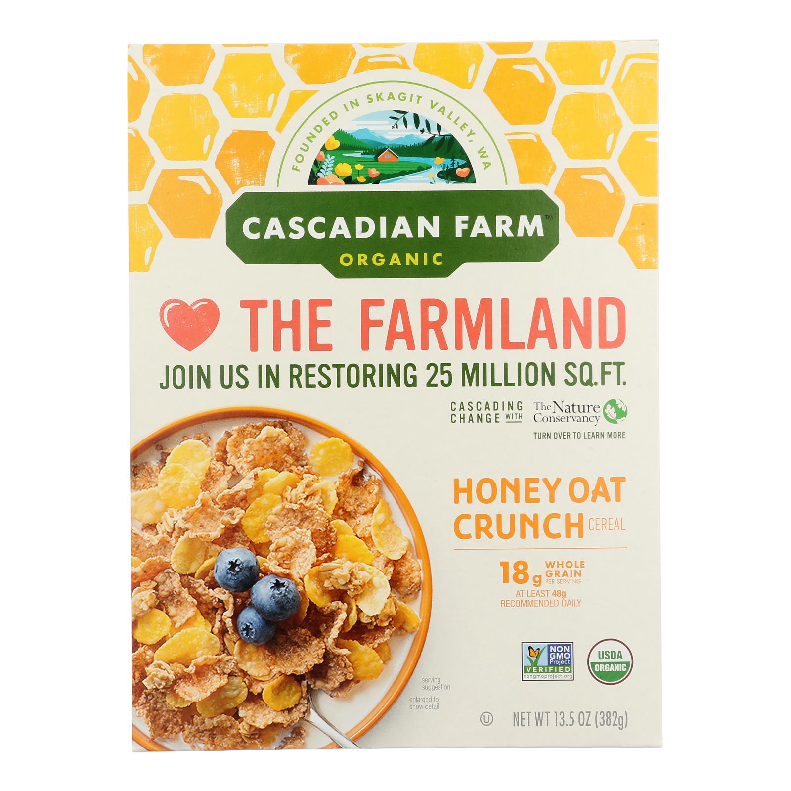 Cascadian Farm Cereal, Organic Corn Flakes Wheat Flakes Whole Grain Oats And Honey, Case Of 10, 13.5 Oz.