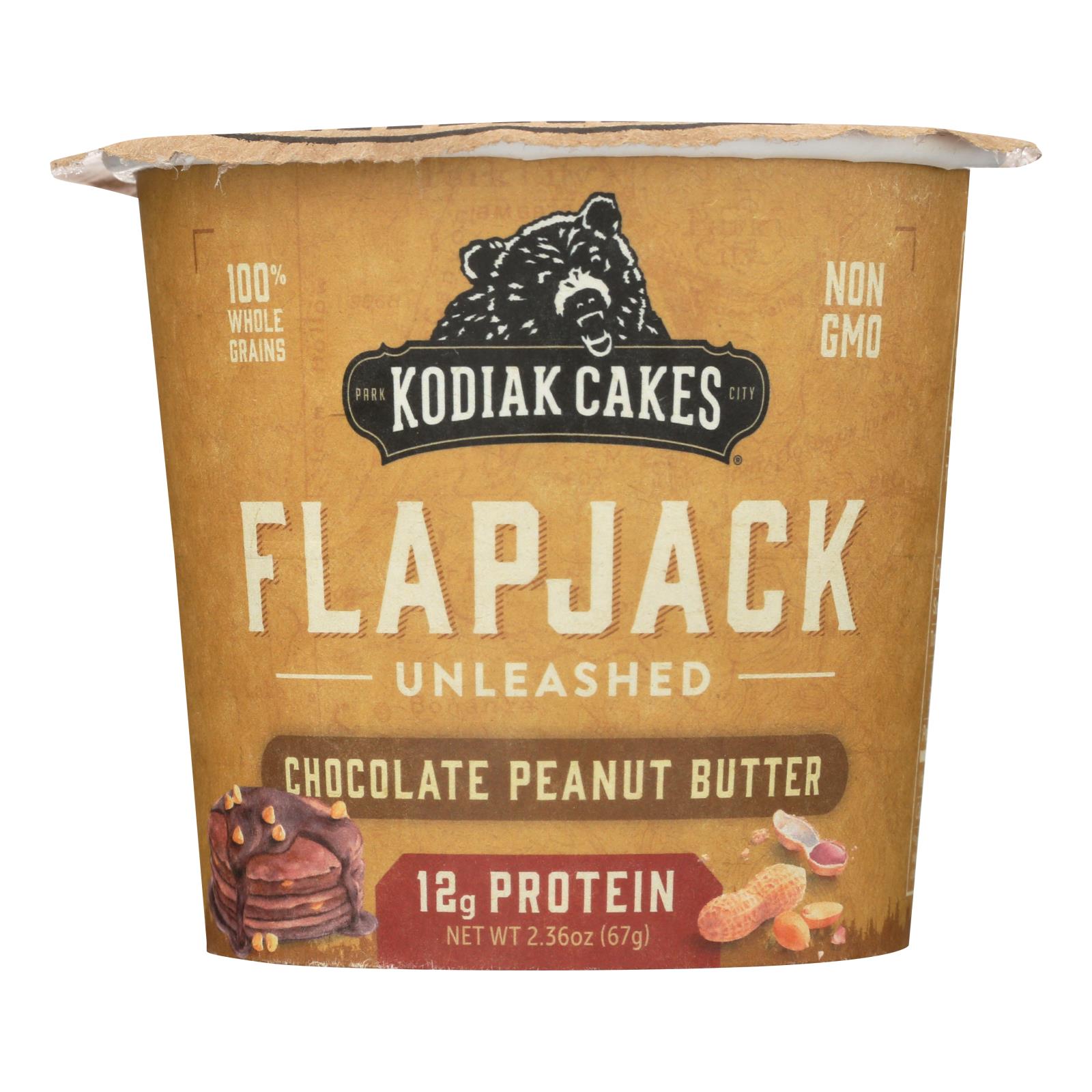 Kodiak Cakes Flapjack Cup Peanut Butter Dark Chocolate - Case Of 12 - 2.36 Oz