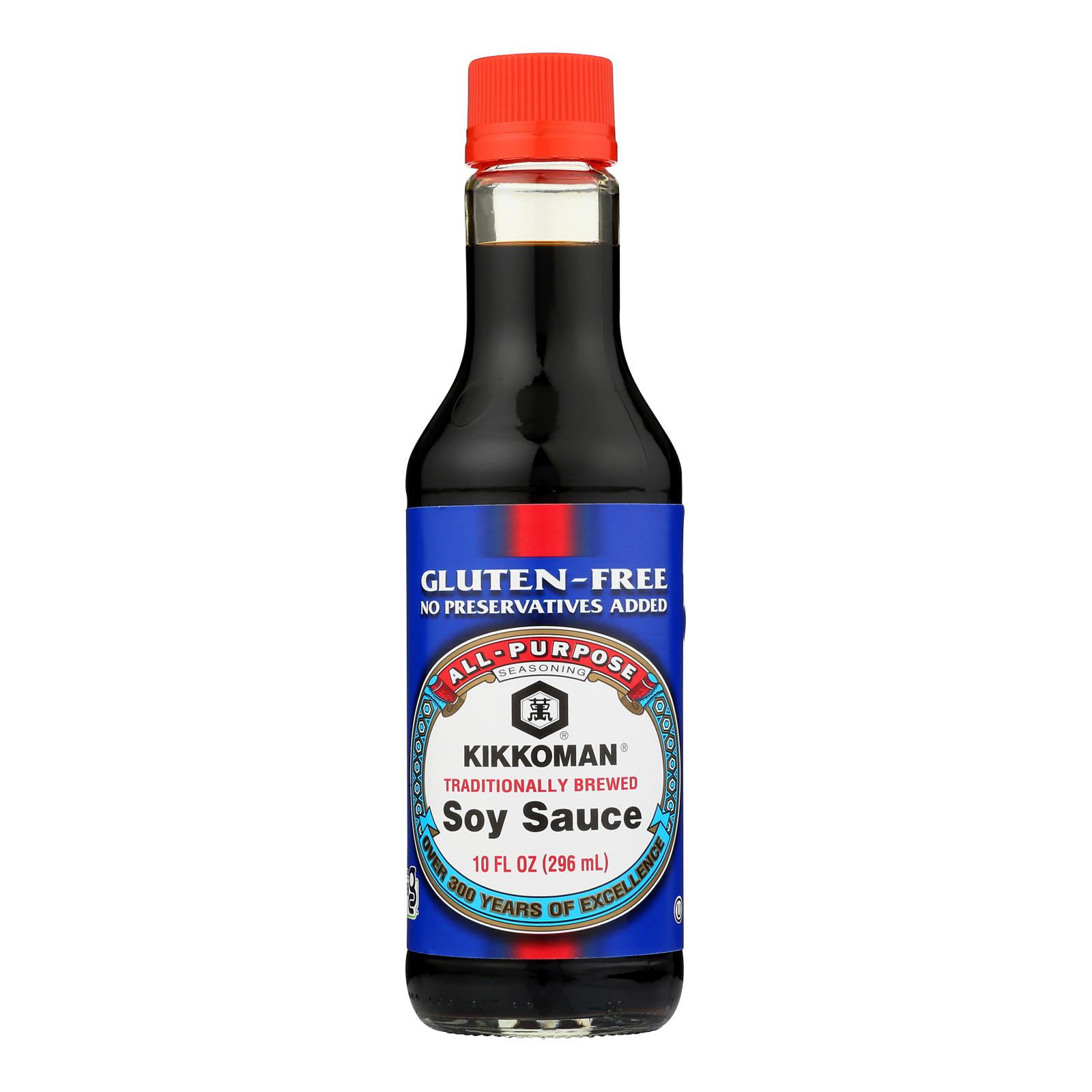 Kikkoman Soy Sauce, Gluten Free, Case Of 6, 10 Fl Oz.