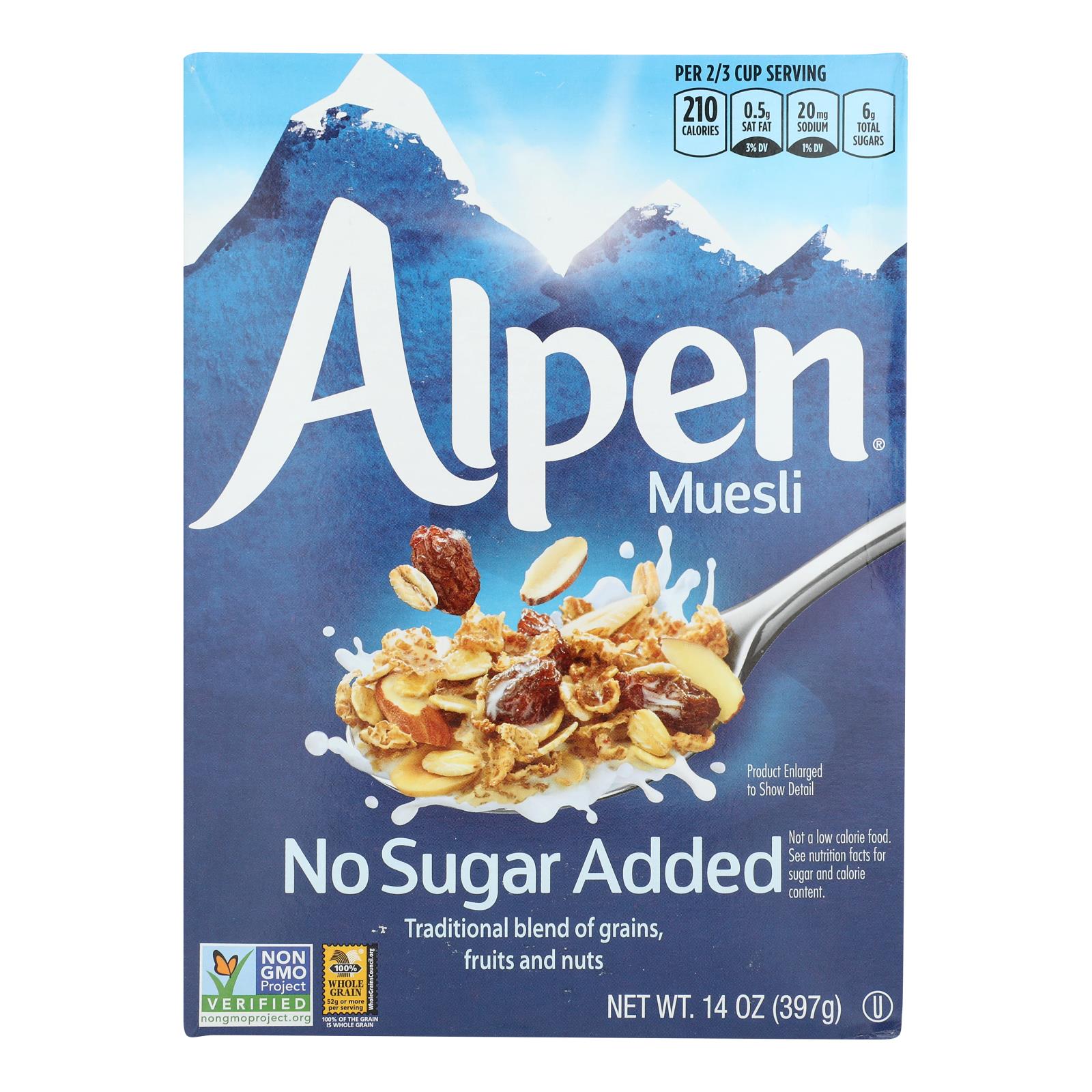 Alpen No Added Sugar Muesli Cereal, Case Of 12, 14 Oz.
