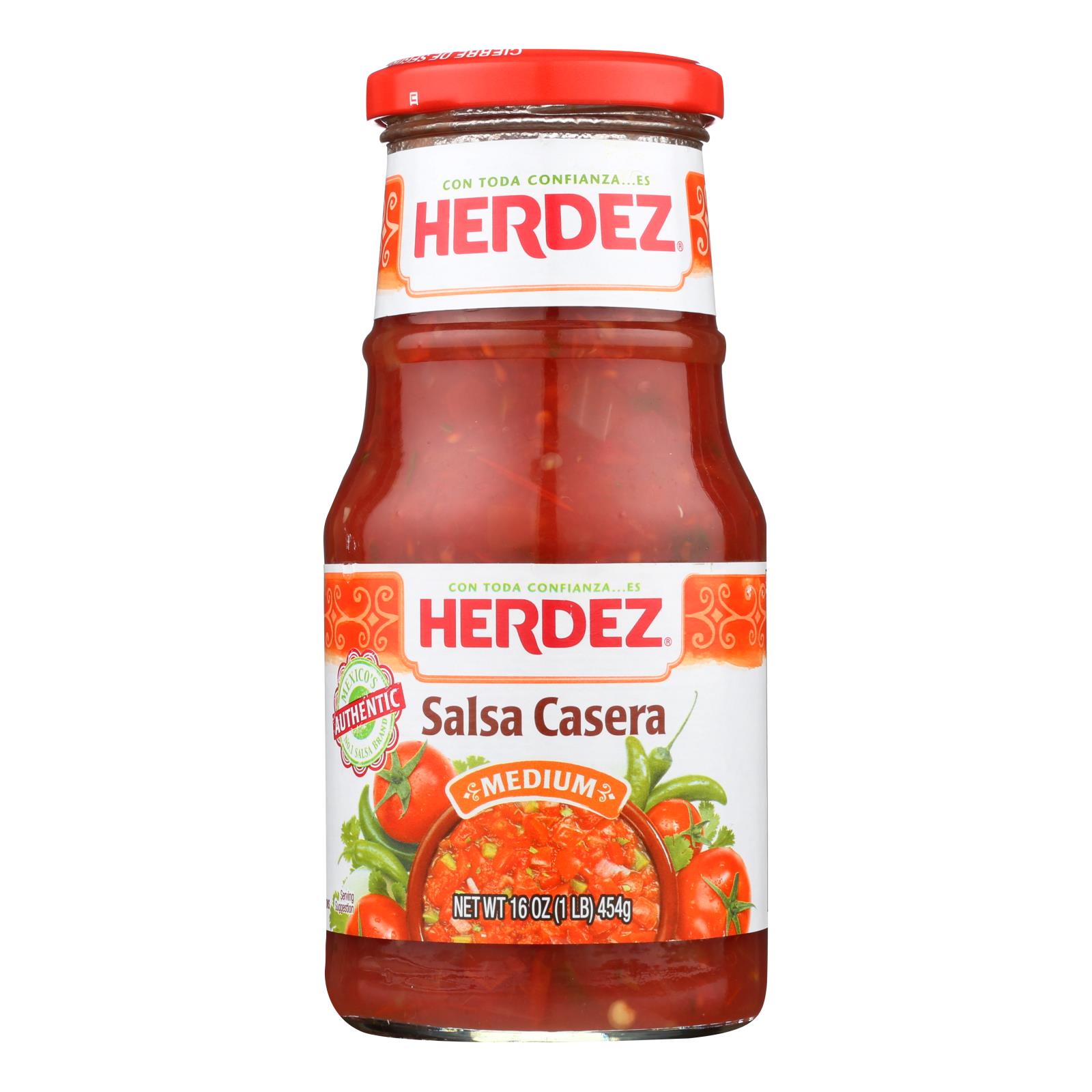 Herdez Salsa, Casera Medium, Case Of 12, 16 Oz.