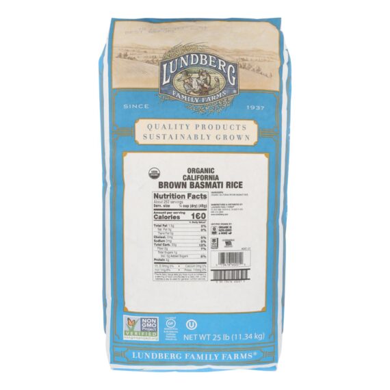 Lundberg Family Farms Organic Rice, Brown Basmati, Case Of 25 Lbs