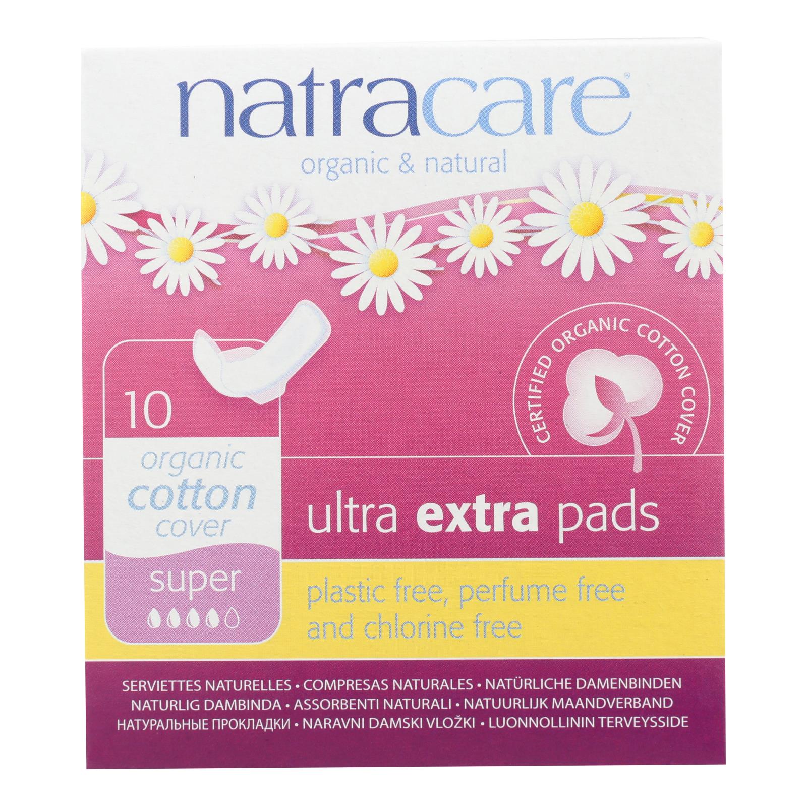 Natracare Ultra Extra Pads W/wings, Super, 10 Count