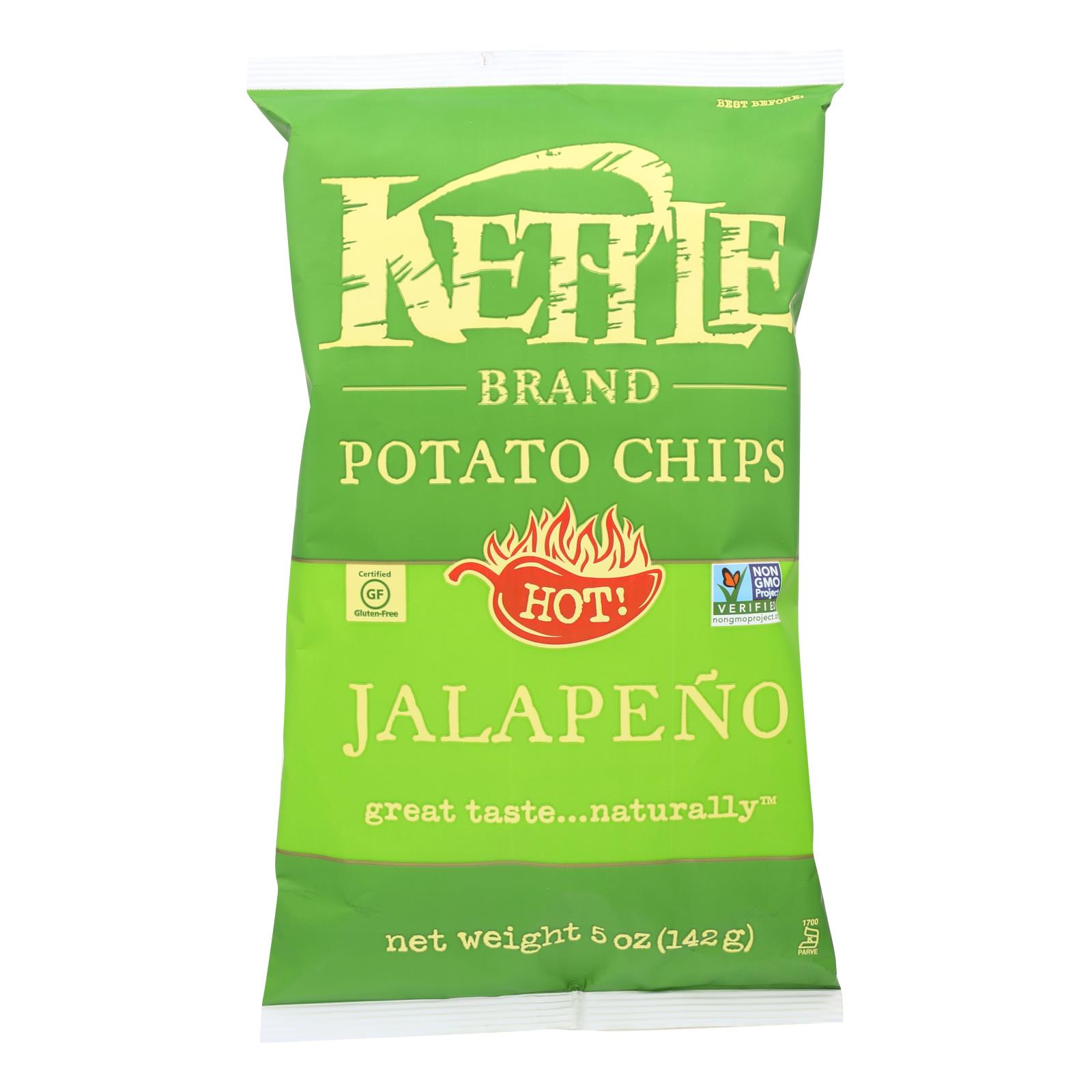Kettle Brand Potato Chips, Jalapeno, Case Of 15, 5 Oz.