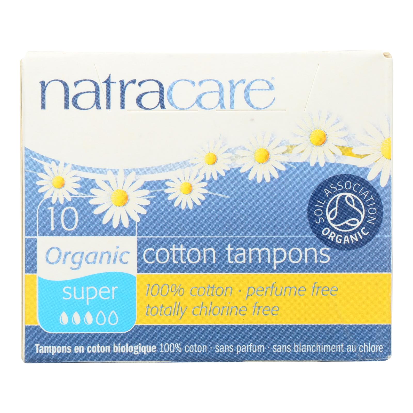 Natracare 100% Organic Cotton Tampons, Super, 10 Pack