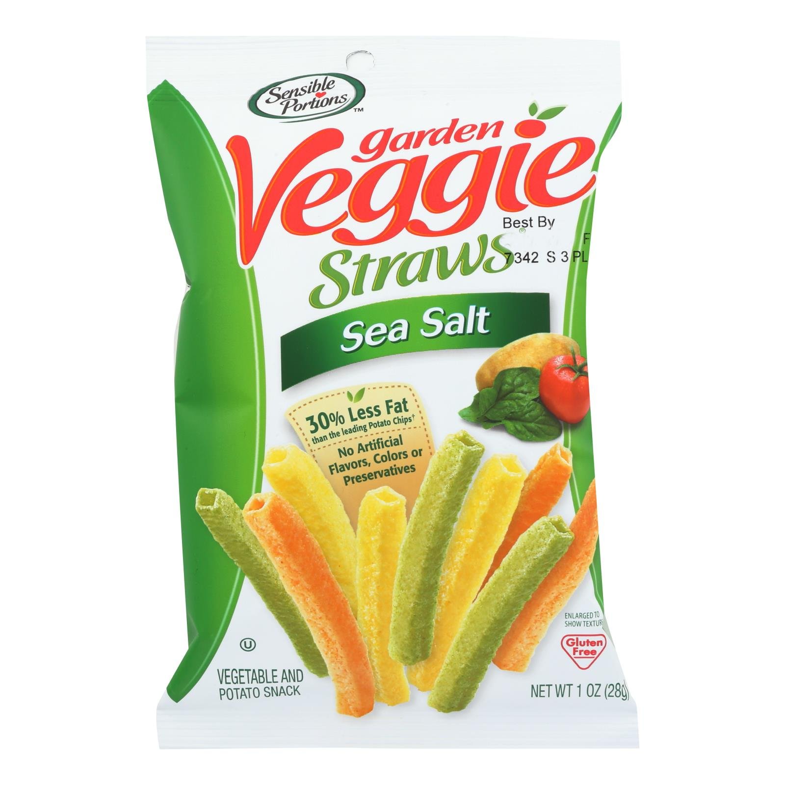 Sensible Portions Garden Veggie Straws, Sea Salt, Case Of 24, 1 Oz.