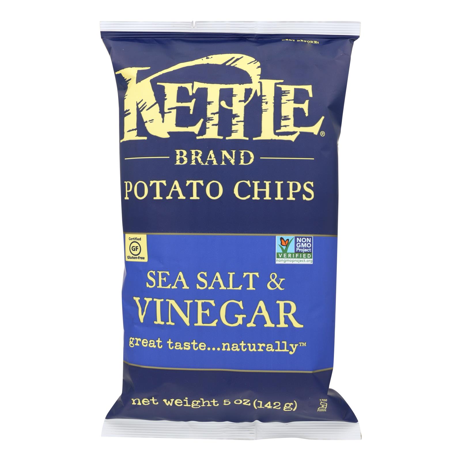 Kettle Brand Potato Chips, Sea Salt And Vinegar, Case Of 15, 5 Oz.