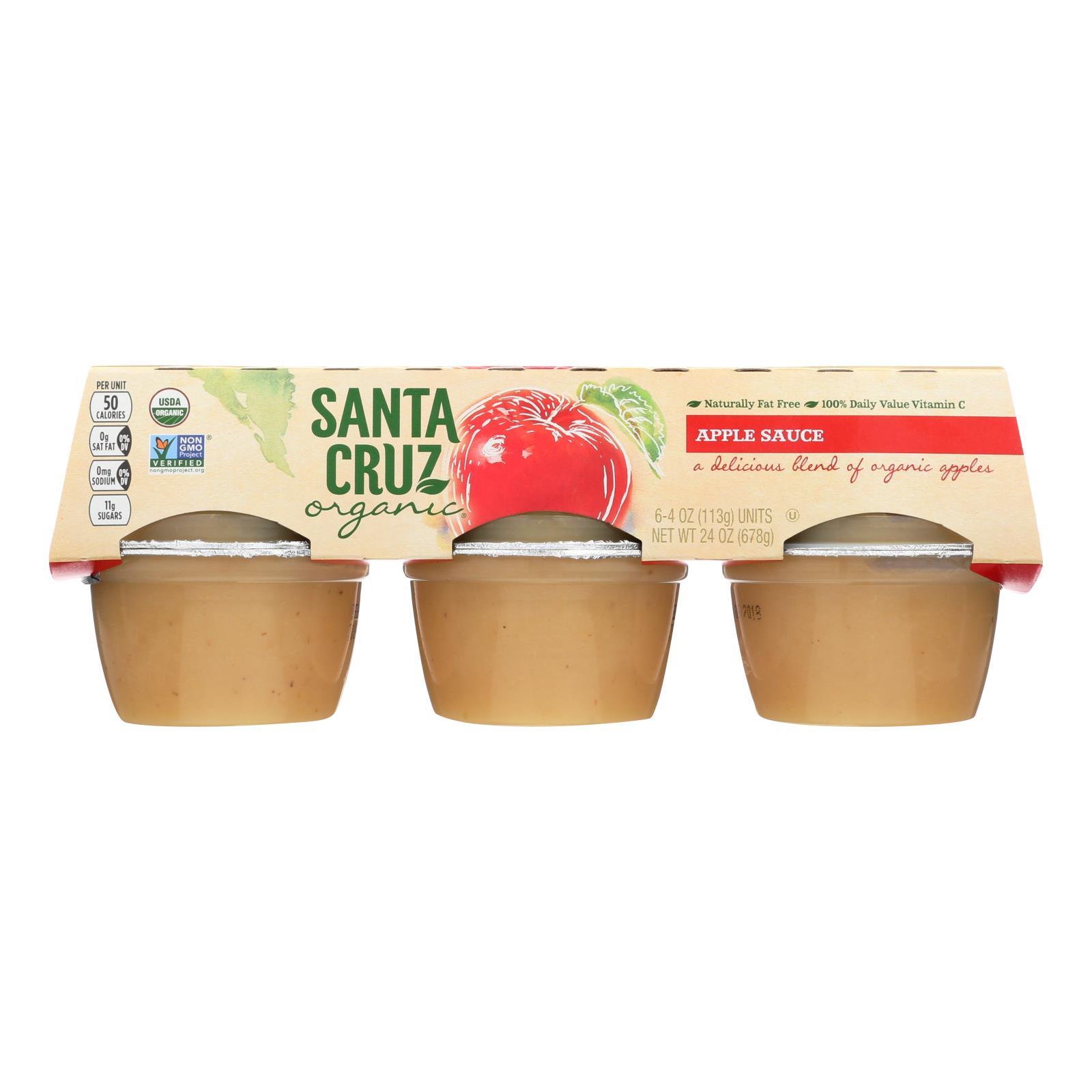 Santa Cruz Organic Apple Sauce, Case Of 12, 4 Oz.