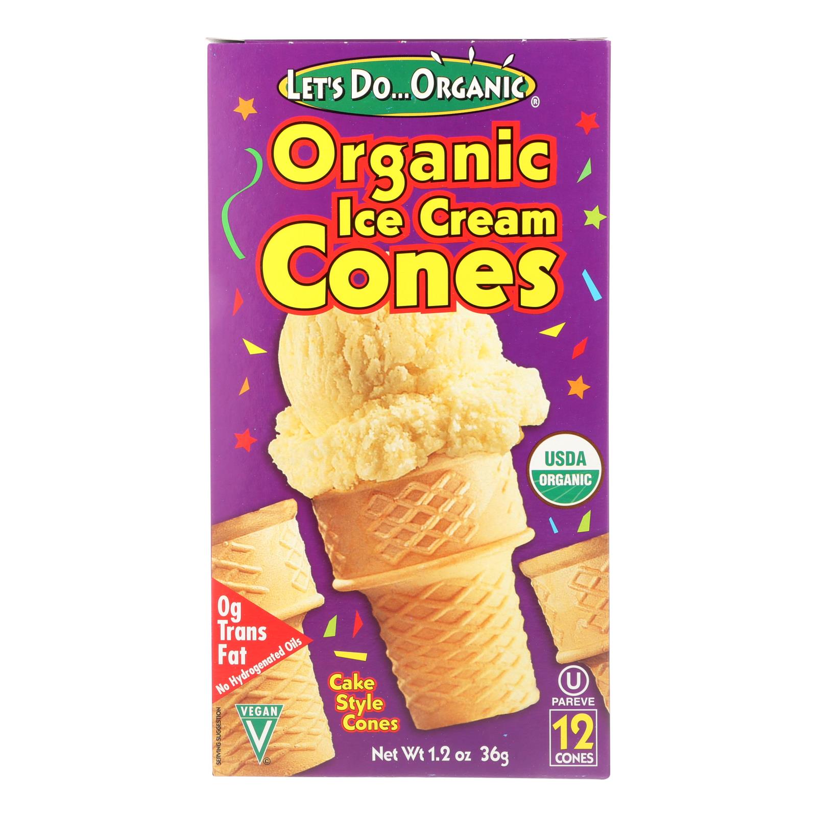 Let's Do Organics Ice Cream Cones, Organic, Case Of 12, 1.2 Oz.