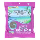 Emerald Cove Organic Pacific Sushi Nori, Toasted, Silver Grade, 50 Sheets, Case Of 4