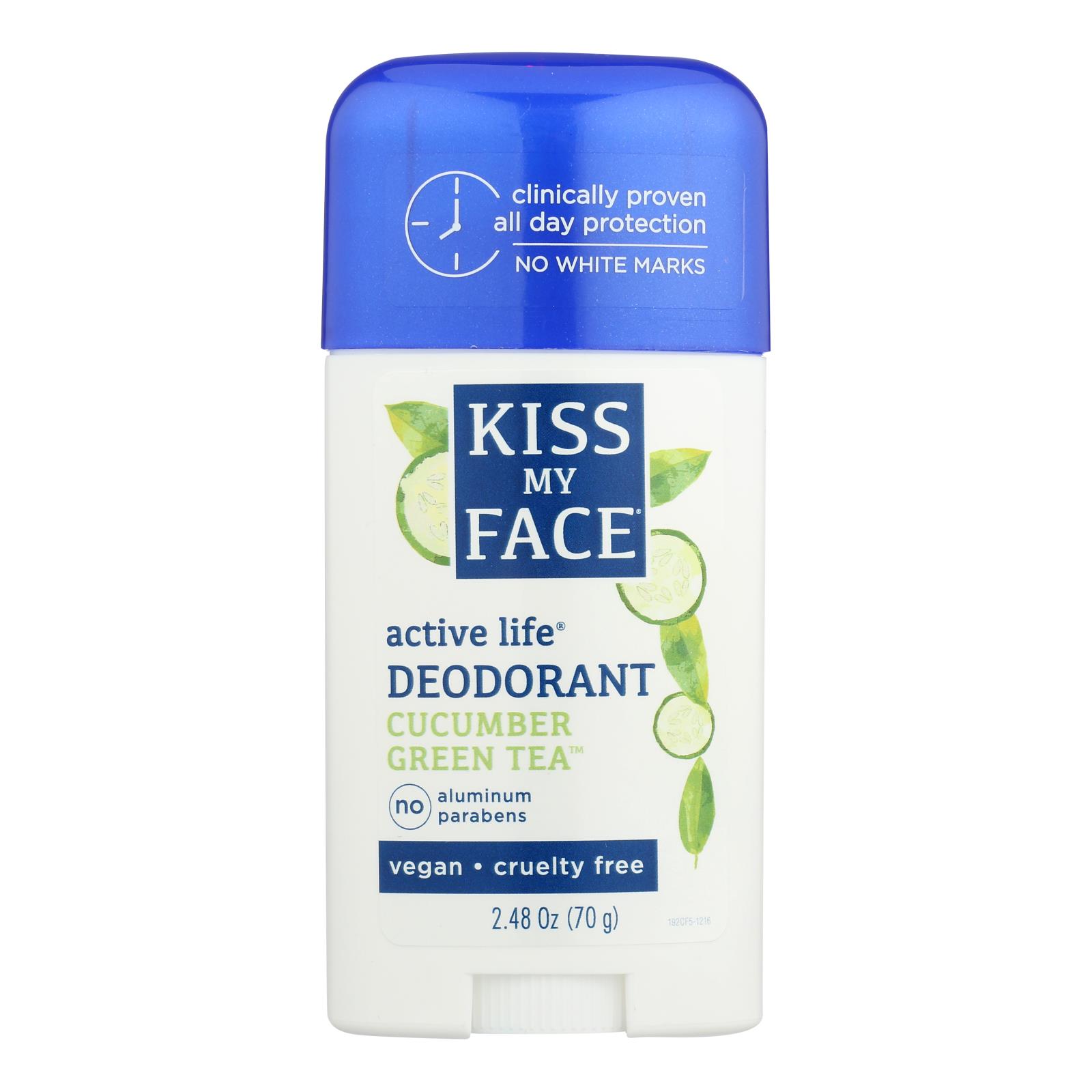 Kiss My Face Deodorant Active Life Cucumber Green Tea Aluminum Free, 2.48 Oz