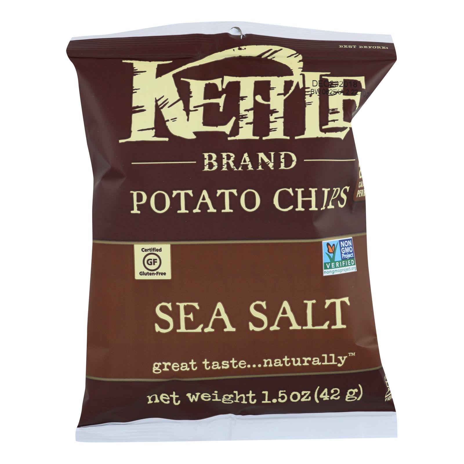 Kettle Brand Potato Chips, Sea Salt, 1.5 Oz, Case Of 24