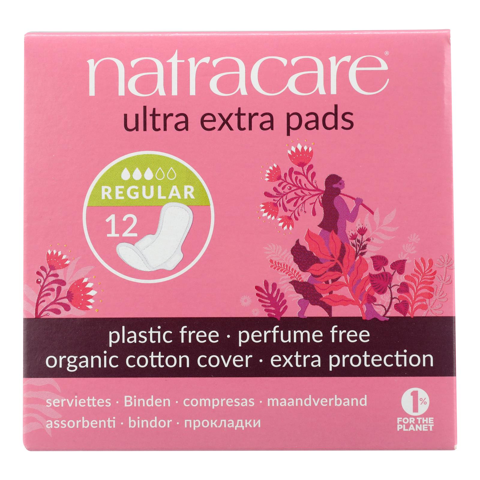 Natracare Ultra Extra Pads W/wings, Normal, 12 Count