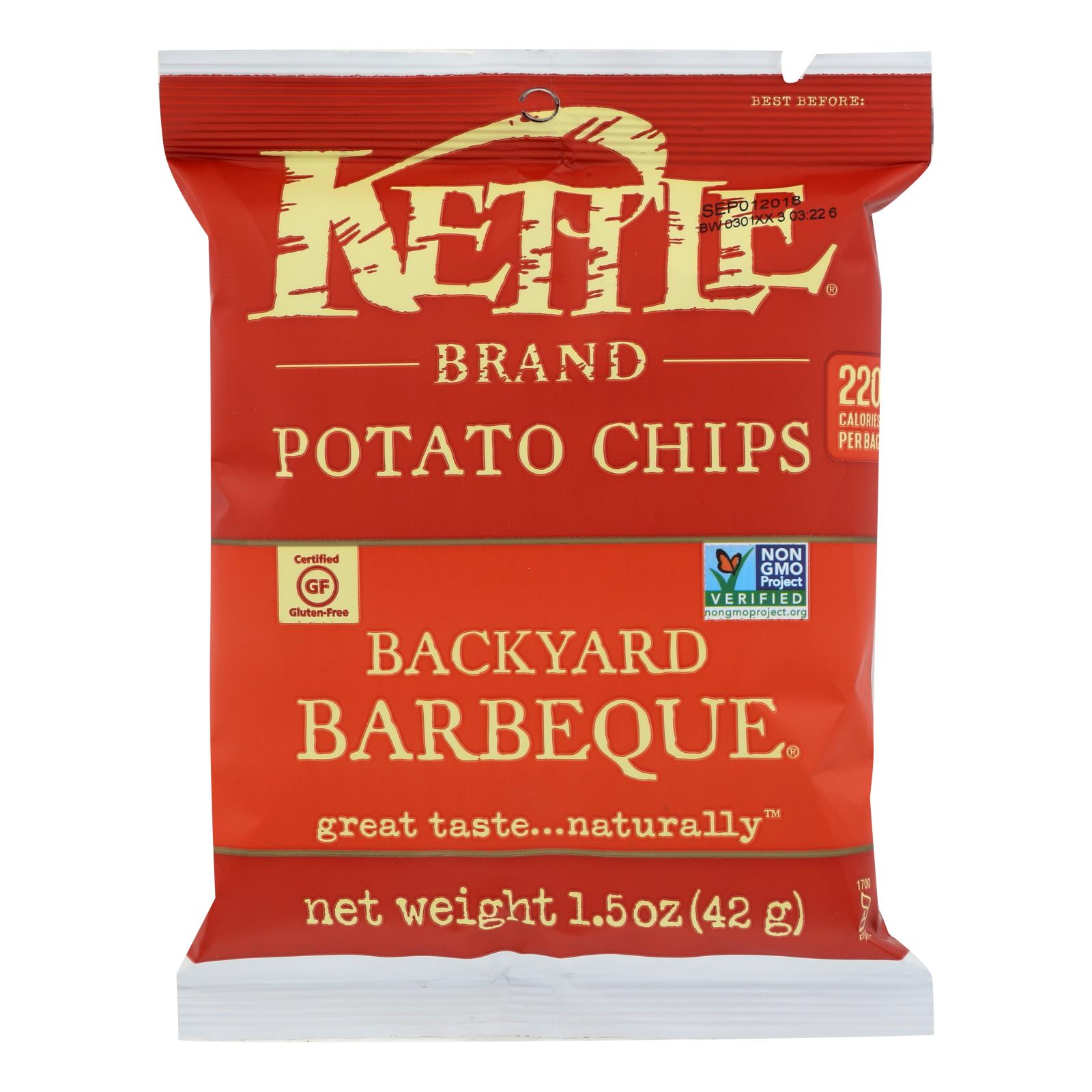Kettle Brand Potato Chips, Backyard Barbeque, 1.5 Oz, Case Of 24