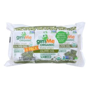 Gimme Seaweed Snacks Seaweed Snack, Organic, Extra Virgin Olive Oil, Case Of 8, 6/.17 Oz