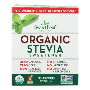 Sweet Leaf Sweetener, Organic, Stevia, 35 Count