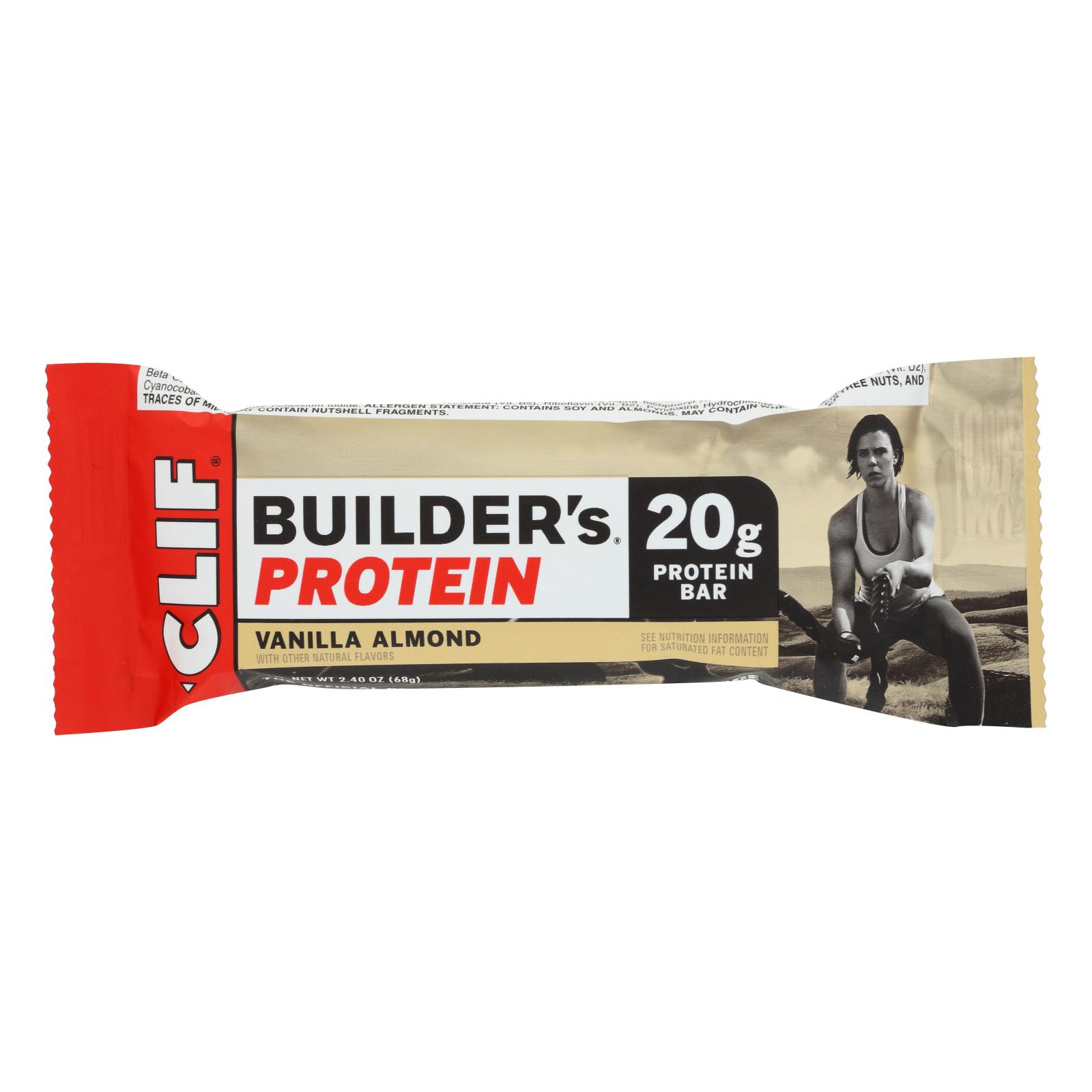 Clif Bar Builder Bar, Vanilla Almond, Case Of 12, 2.4 Oz