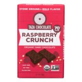 Taza Chocolate Stone Ground Organic Dark Chocolate Bar, Raspberry Crunch, Case Of 10, 2.5 Oz.