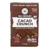 Taza Chocolate Stone Ground Organic Dark Chocolate Bar, Cacao Crunch, Case Of 10, 2.5 Oz.