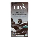 Lily's Sweets Chocolate Bar, Dark Chocolate, 70 Percent Cocoa, Sea Salt, 2.8 Oz Bars, Case Of 12