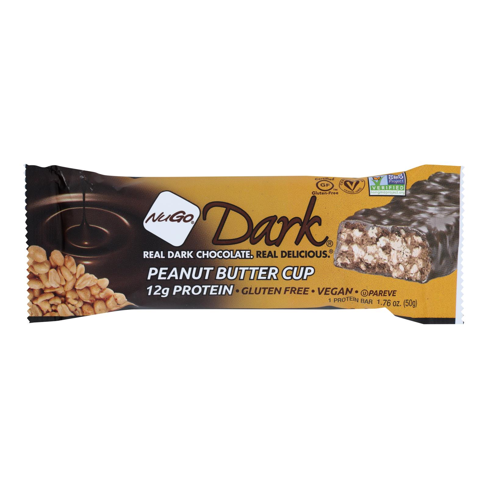 Nugo Nutrition Bar, Dark, Peanut Butter Cup, 1.76 Oz, Case Of 12