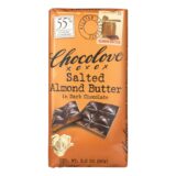 Chocolove Xoxox, Dark Chocolate Bar, Salted Almond Butter, Case Of 10, 3.2 Oz