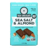 Taza Chocolate Stone Ground Organic Dark Chocolate Bar, Sea Salt And Almond, Case Of 10, 2.5 Oz.