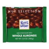 Ritter Sport Chocolate Bar, Milk Chocolate, Whole Almonds, 3.5 Oz Bars, Case Of 11