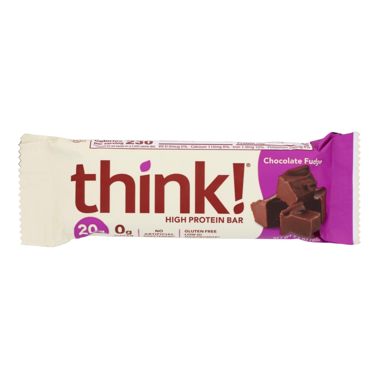 Think Products Thin Bar, Chocolate Fudge, Case Of 10, 2.1 Oz
