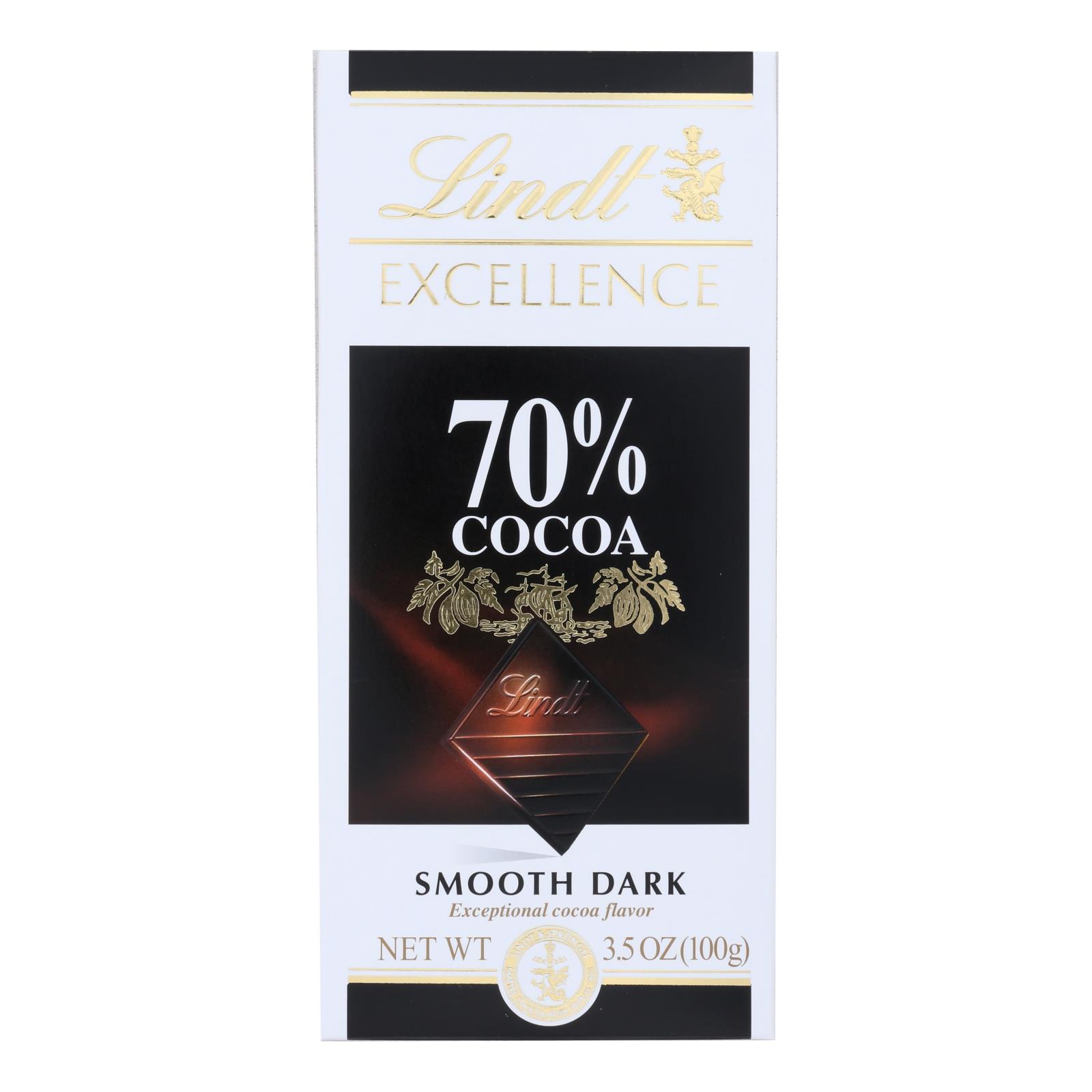 Lindt Chocolate Bar, Dark Chocolate, 70 Percent Cocoa, Smooth, 3.5 Oz Bars, Case Of 12