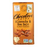Chocolove Xoxox, Premium Chocolate Bar, Dark Chocolate, Almonds And Sea Salt, 3.2 Oz Bars, Case Of 12