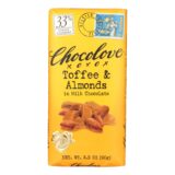 Chocolove Xoxox, Premium Chocolate Bar, Milk Chocolate, Toffee And Almonds, 3.2 Oz Bars, Case Of 12